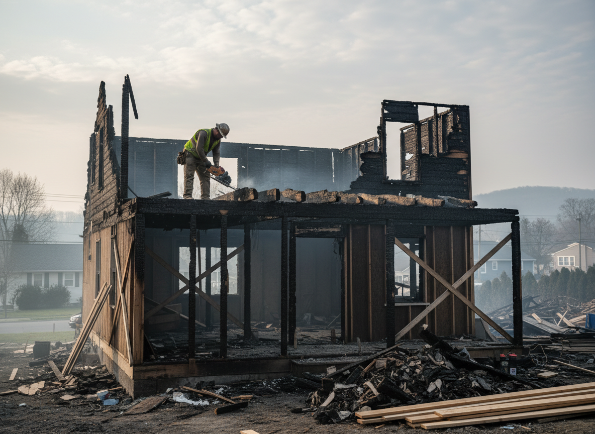 Structural repair after fire in Saugus